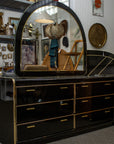 Vintage Black Lacquer Dresser and Mirror