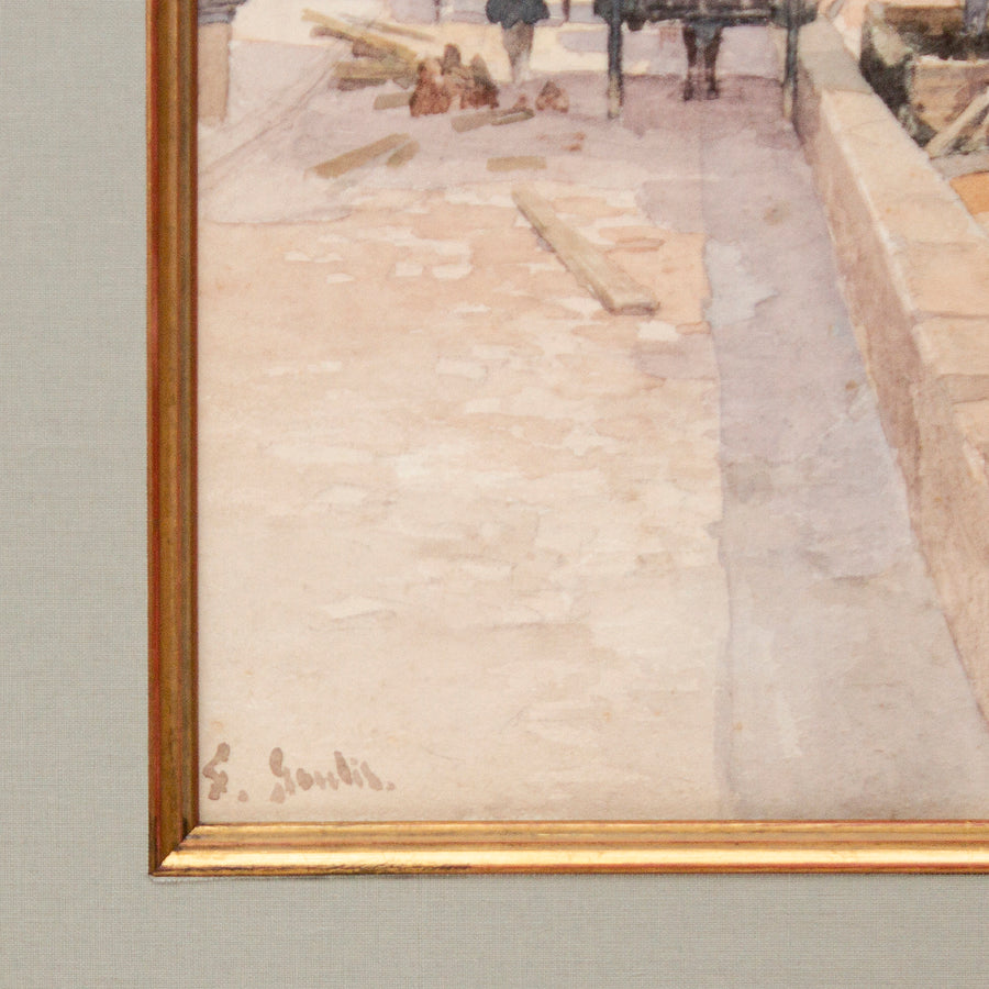 Antique Fernand Gaulis Signed Original Watercolor Circa 1886