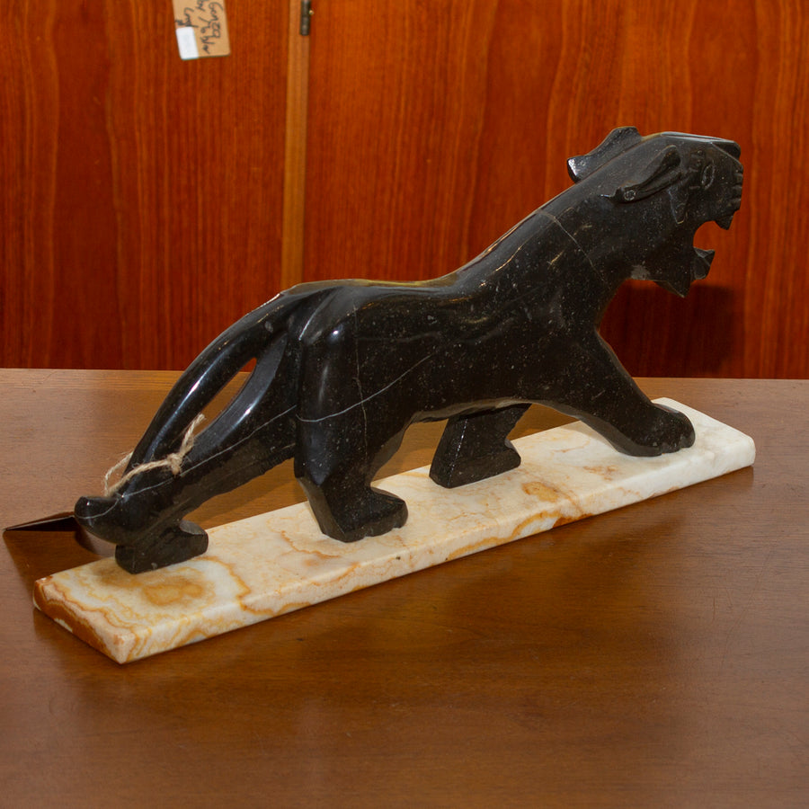 Carved Stone Tiger on Onyx Base