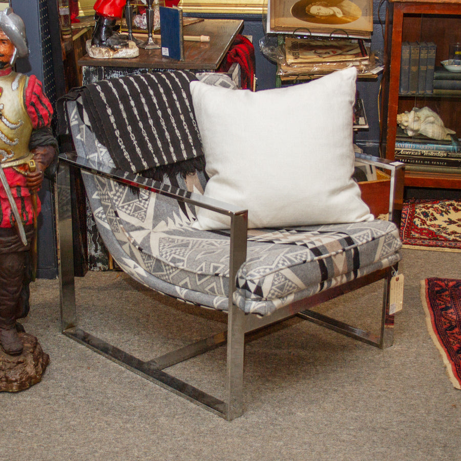 Vintage Armchair Reupholstered in Pendleton Wool