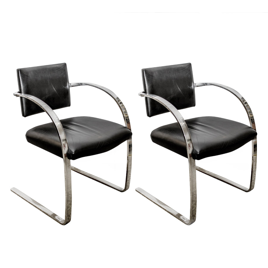 Vintage Pair of Steel and Leather Chairs by Mark Mascheroni