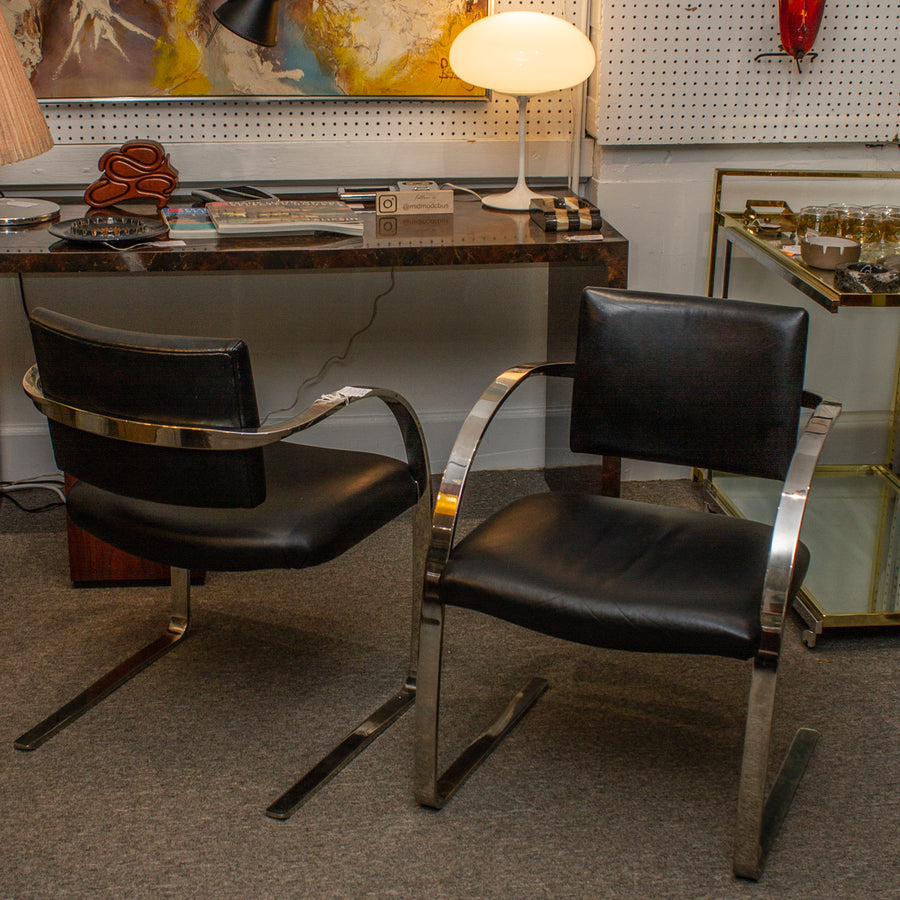 Vintage Pair of Steel and Leather Chairs by Mark Mascheroni