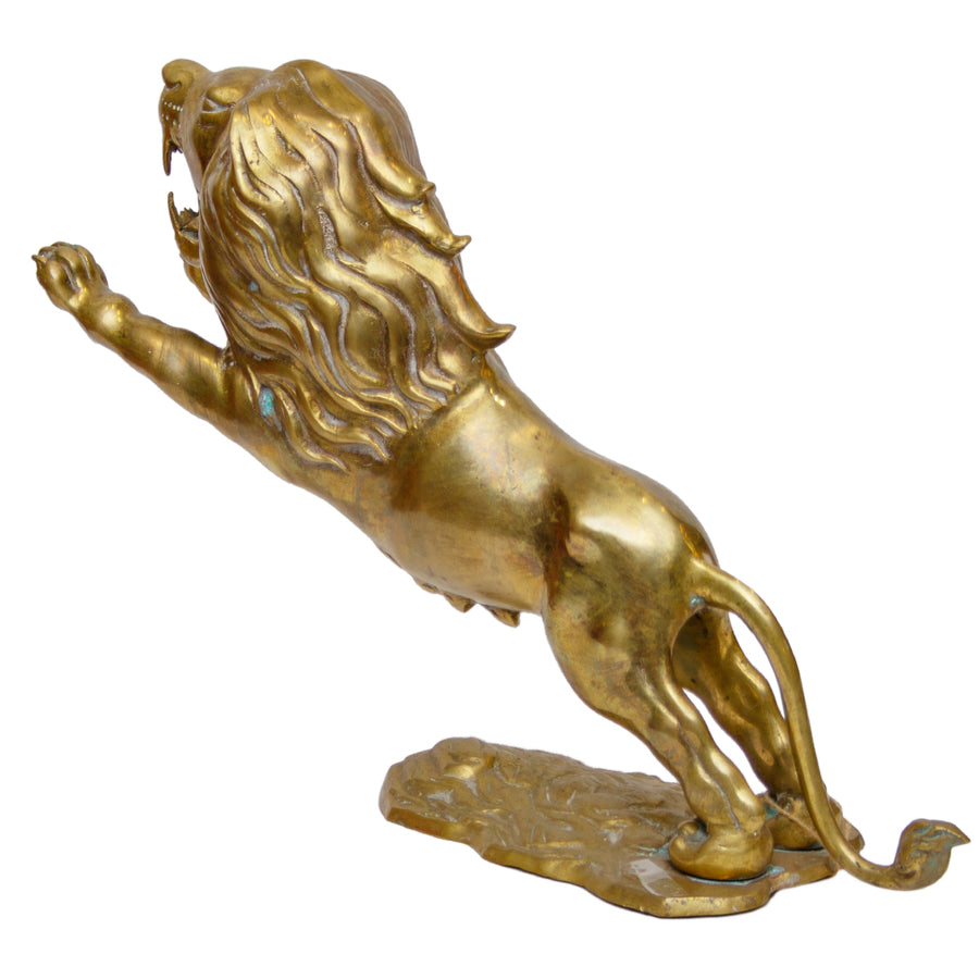 Vintage Brass Lion Sculpture