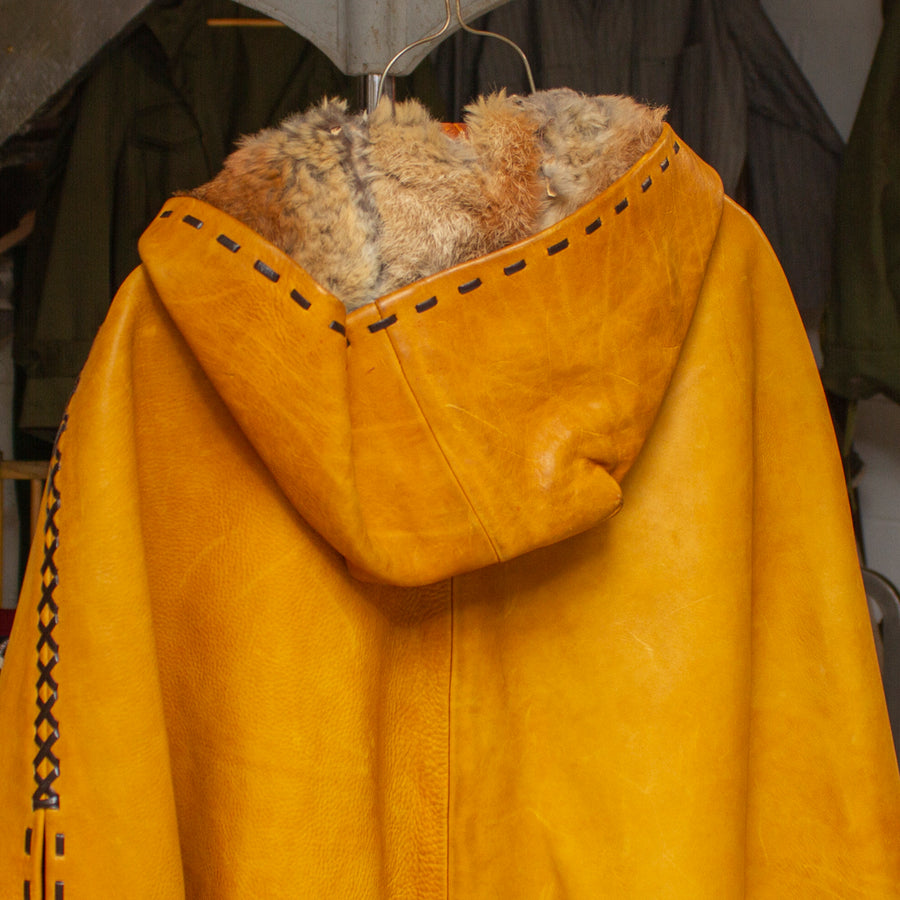 Vintage Custom Leather and Fur Cape