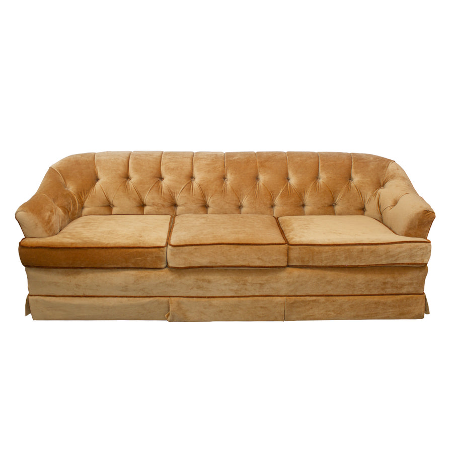 Vintage Tufted Velvet Three Cushion Sofa