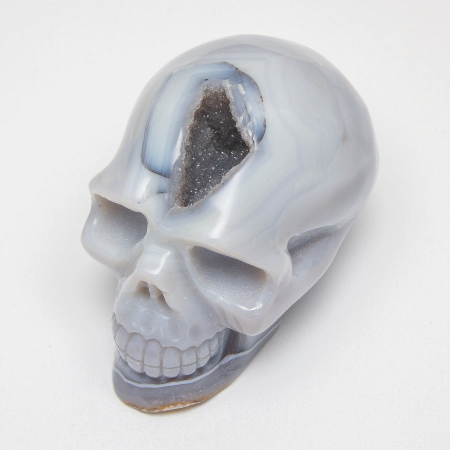 Carved Geode Skull
